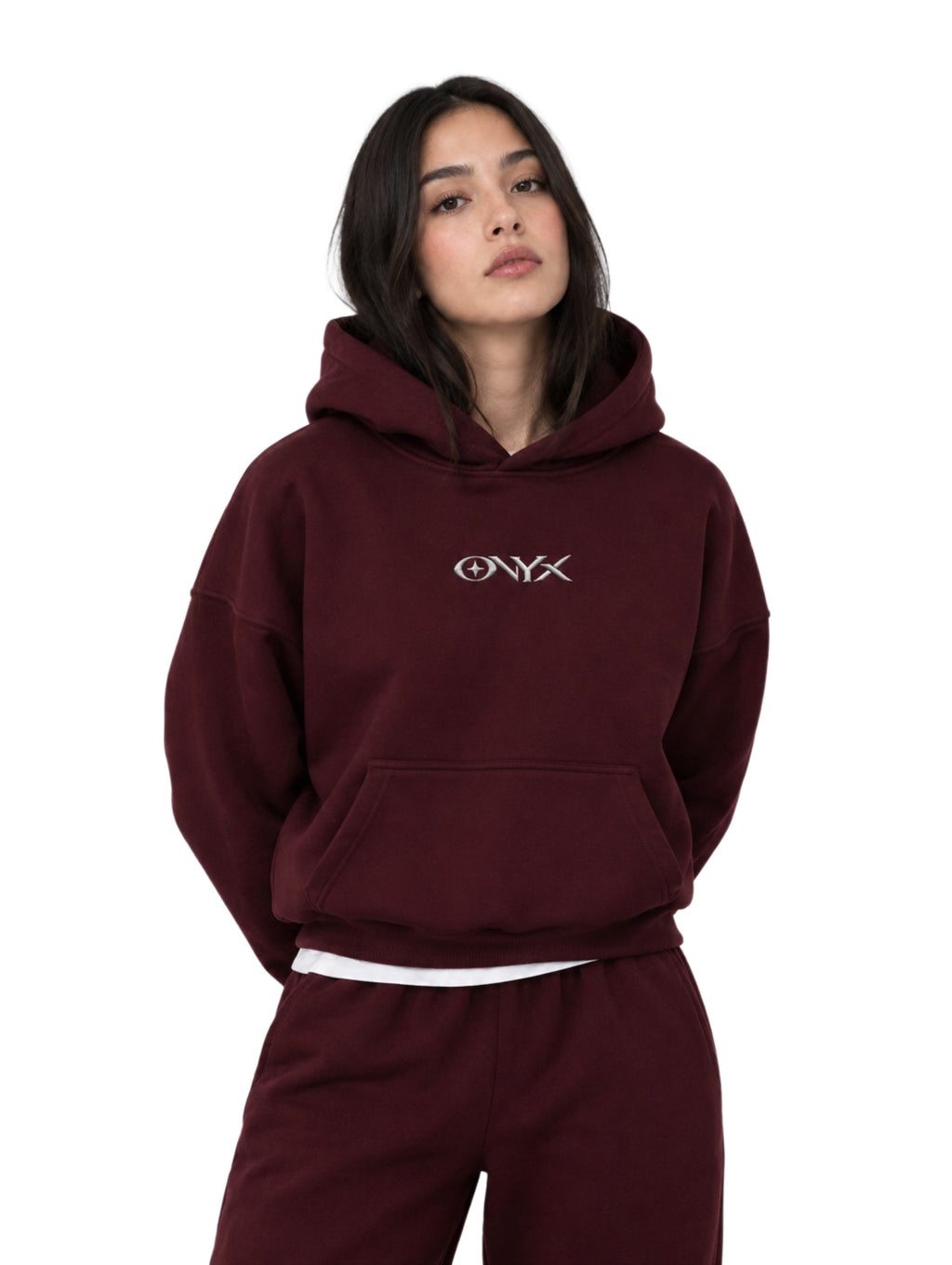 Onyx Boxy Fit Hoodie Burgundy