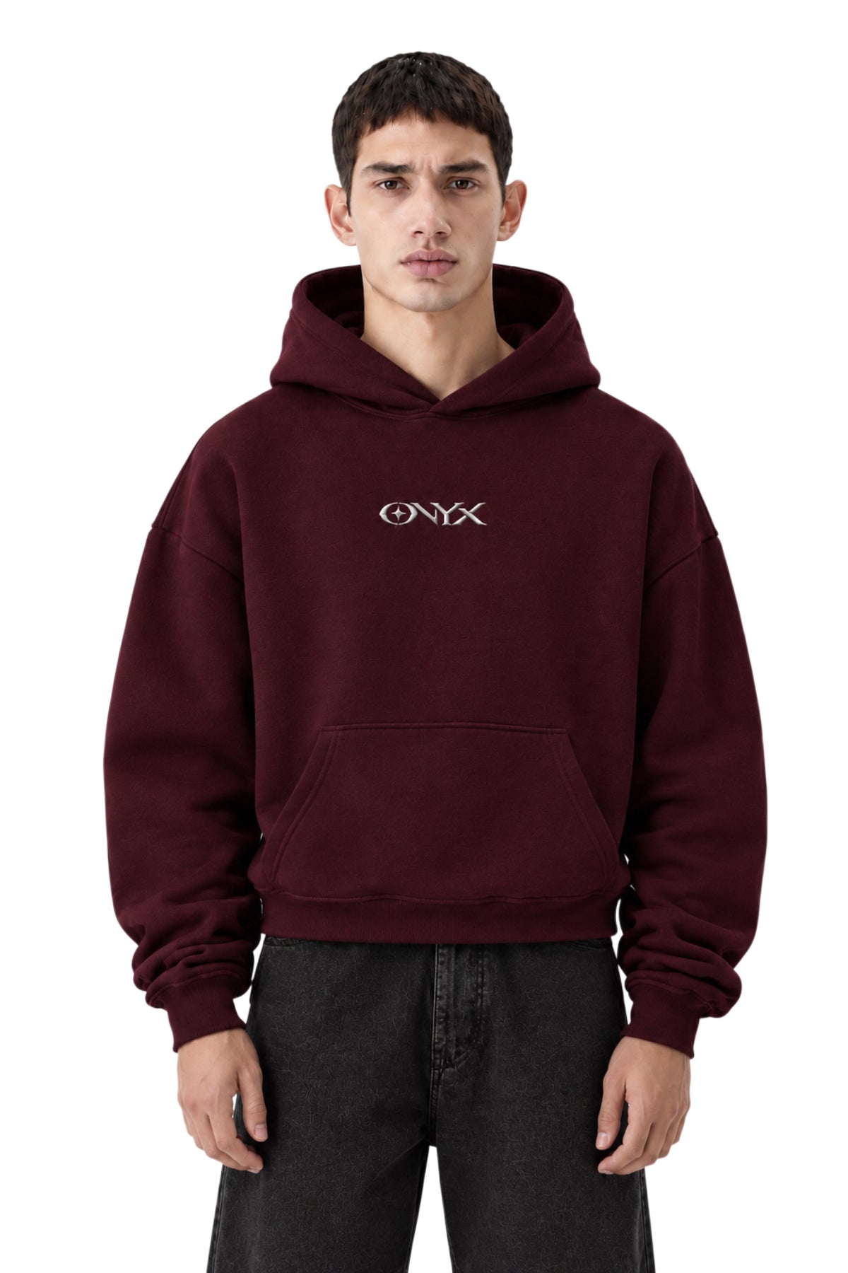 Onyx Boxy Fit Hoodie Burgundy