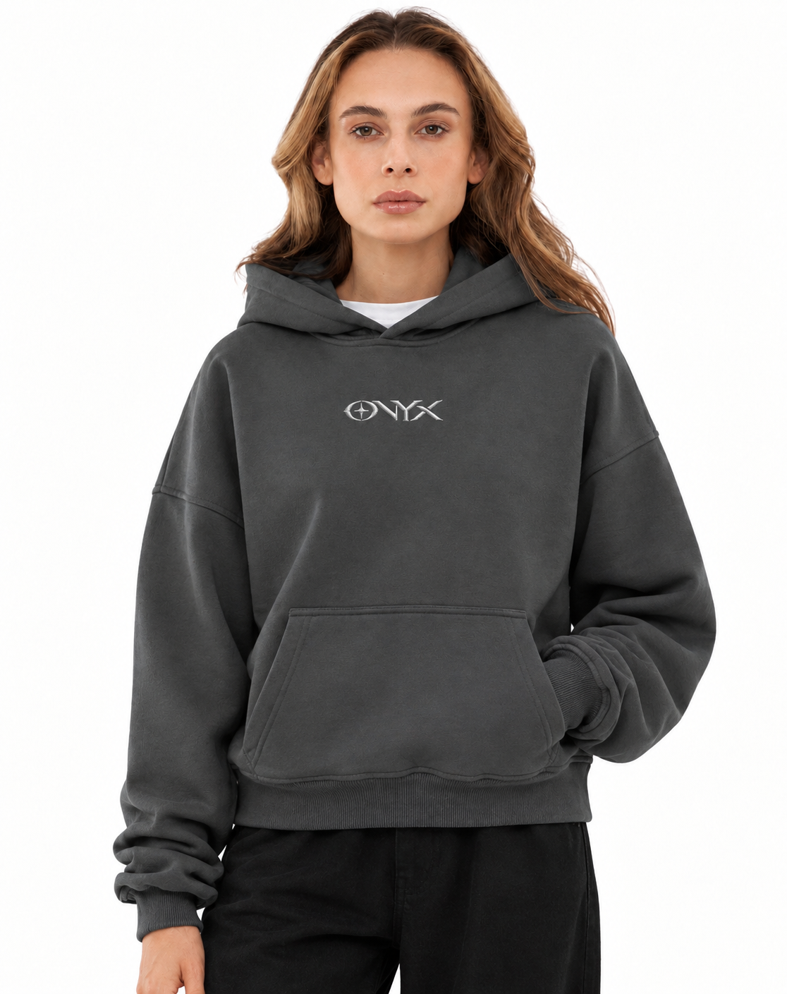 Onyx Boxy Fit Hoodie Charcoal Gray