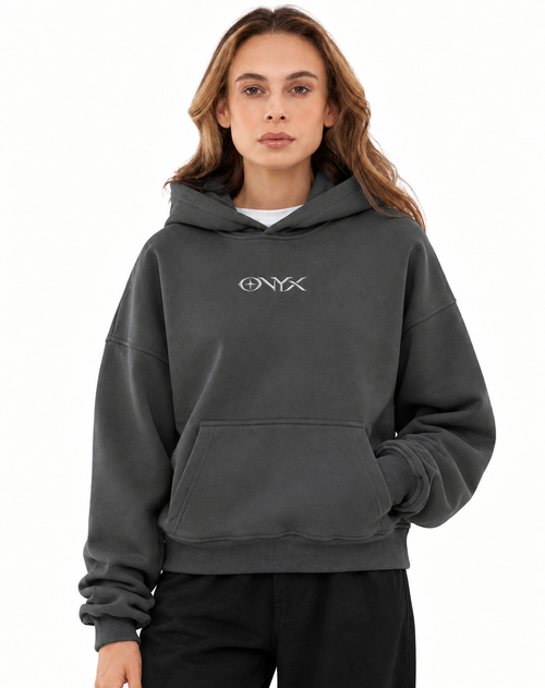 Onyx Boxy Fit Hoodie Charcoal Gray